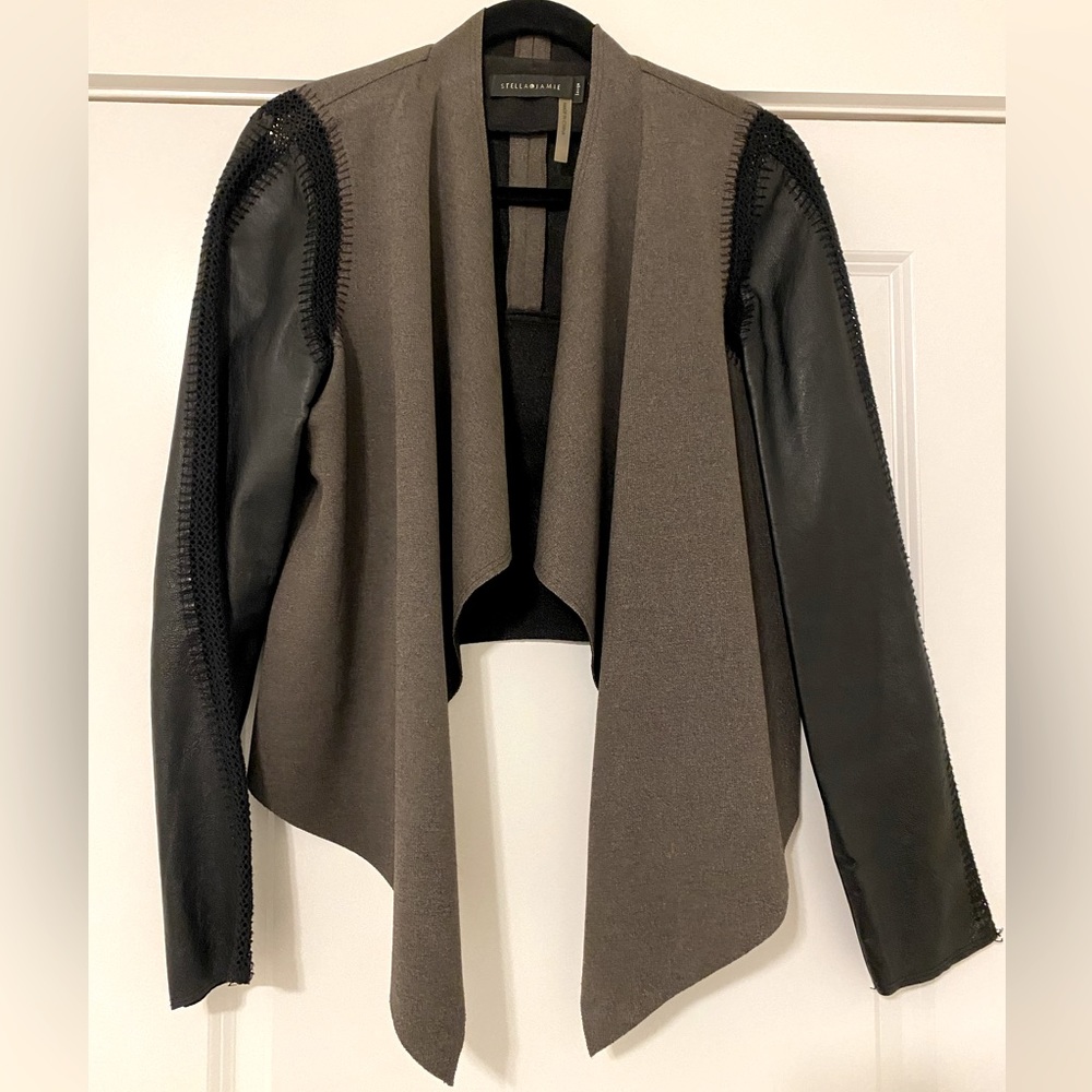 Cropped Blazer -  Knit & Leather